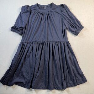 Summersalt The Luxe Pima Puff-Sleeve Mini Dress, Midnight, Size M